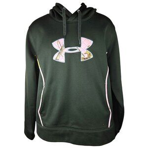 Under Armour Womens Loose Fit Green Hoodie 2XL With Pink Camo Logo